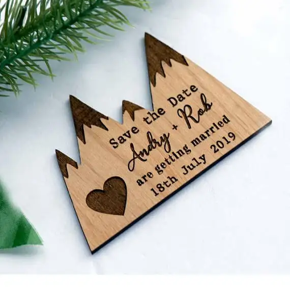  Mountain Hill Wedding Save the Date Magnets Wooden wedding gifts for guestsCustom Wedding invitatio - 32954210841