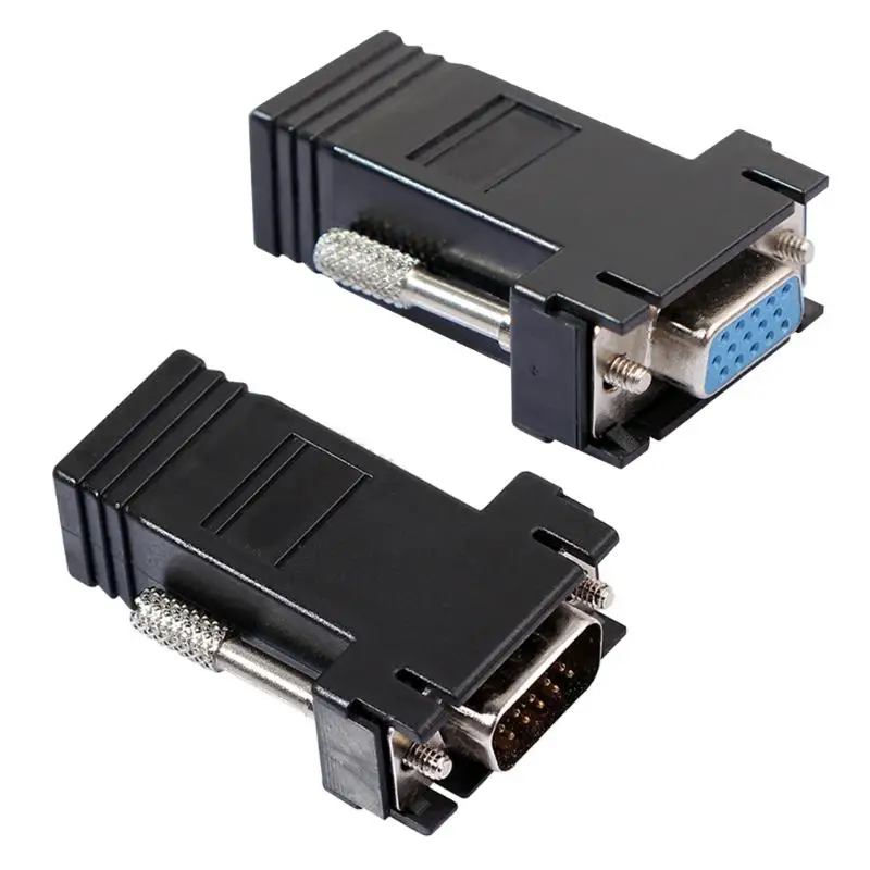 VGA соединитель расширителя штекер Женский/штекер к локальной сети Cat5 Cat5e/6 RJ45 Ethernet