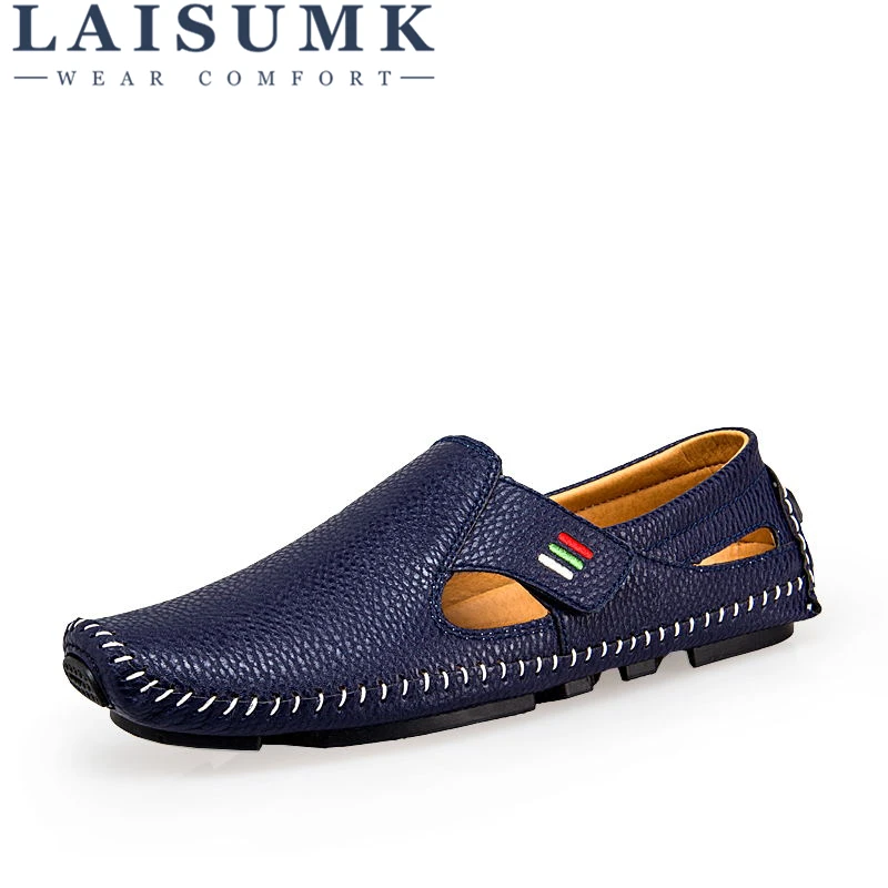 

LAISUMK Band 2019 Summer Casual Shoes Men Breathable Leather Fashion Slip On Driving Shoes Comfortable Soft Men Loafers