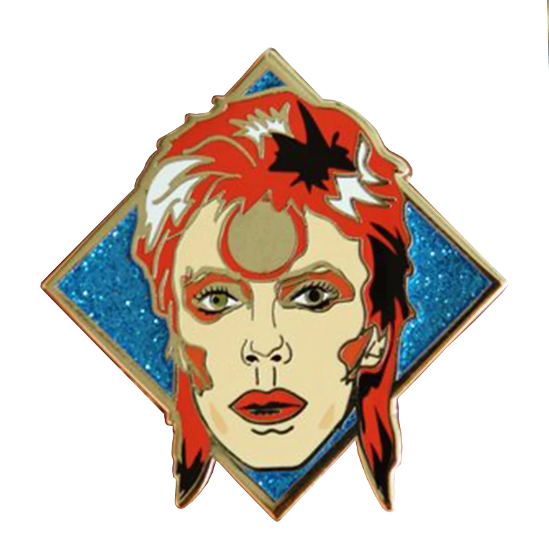 

David Bowie inspired badge cute glitter pin ziggy stardust Sane art brooch music fans collection