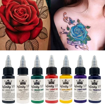 

30ml Professional 7 Color Body Art semi-permanent Natural Plant Tattoo Pigment Dyeable Liquid Tattoo Ink Products