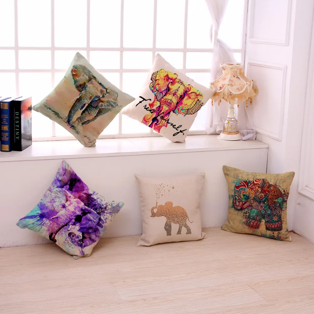 

Ink elephant festival decoration linen pillow cushions rely pillowcase cushion covers