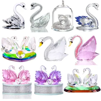 

H&D 14 Styles Souvenir Xmas Gift Crystal Swan Figurines Collection Paperweight Home Table Centerpiece Ornament Wedding Favors