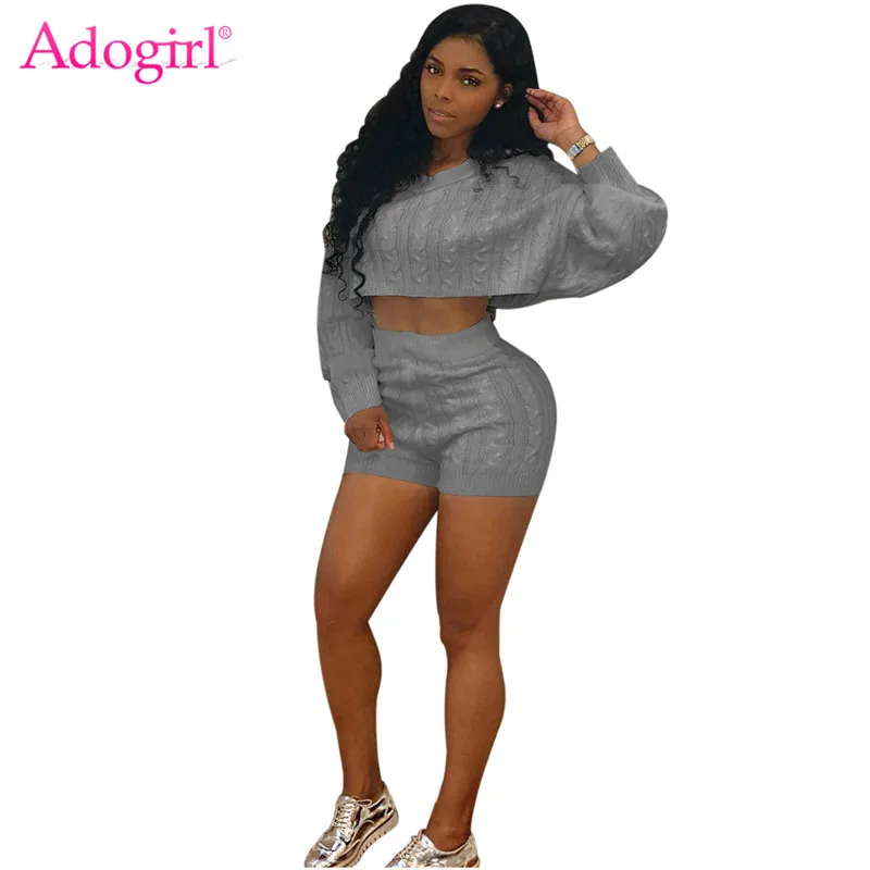 Женский трикотажный комплект Adogirl из двух предметов укороченный Топ с длинным