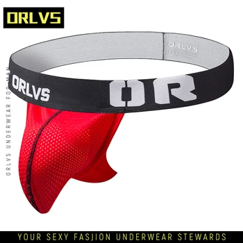 

ORLVS 2019 Gay Men Underwear Jockstrap Sexy Tanga Hombre Mesh Thong Men String Homme Cotton Soft Sissy Panties Lingerie OR152