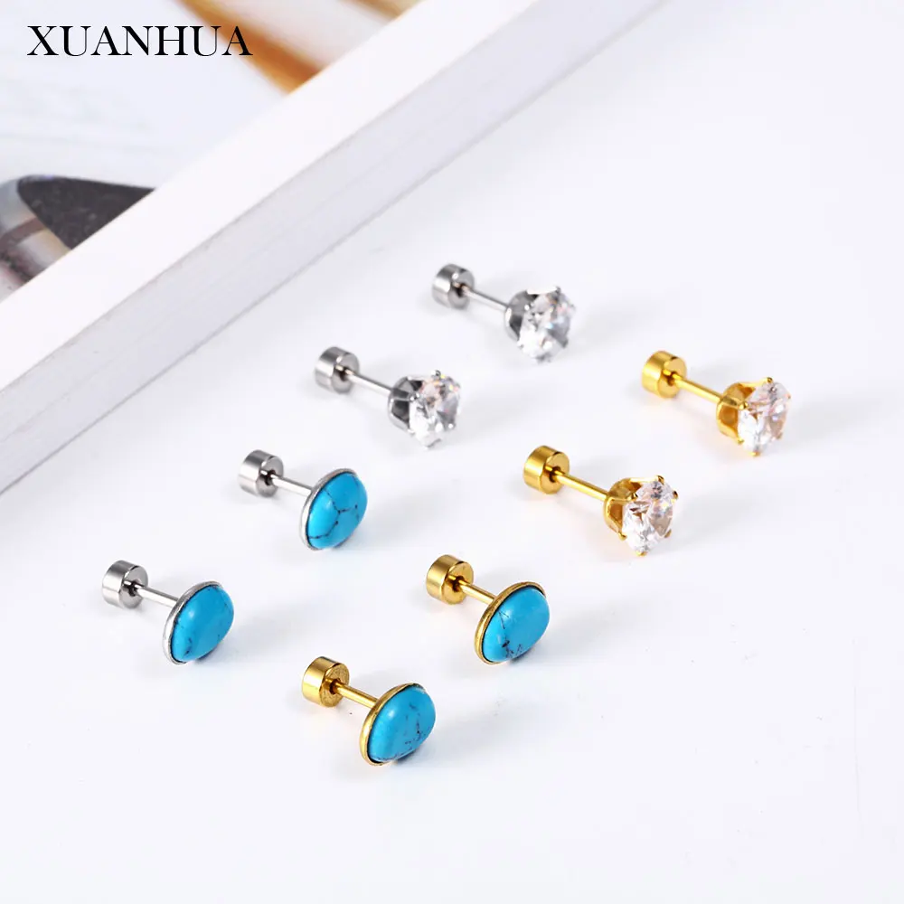 

XUANHUA Charm Crystal Stud Earrings For Women Stainless Steel Jewelry Woman Vogue 2019 Fine Jewelry Accessories Bohemian