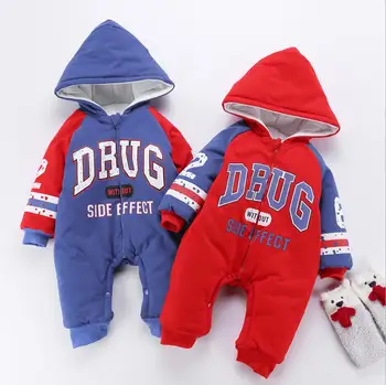 

1PC Zipper Without Side Effect Go On My Baby Boy Hoody Bodysuit Cotton Infant Boy Outfit Jumpsuit Infant Autumn Winter Clothes