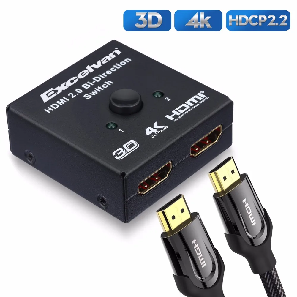 Excelvan HDMI 2,0 двухнаправленный переключатель 1x2 или 2x1 AB switcher с HDCP пройти через поддержку 4K& 3D для обучения встречи