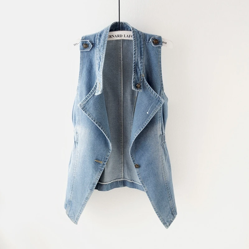 

Vest Women 2020 New Spring Denim Casual Sleeveless Jacket Coat Vintage Turn-Down Collar Vest Women Denim Vest Summer Outerwear