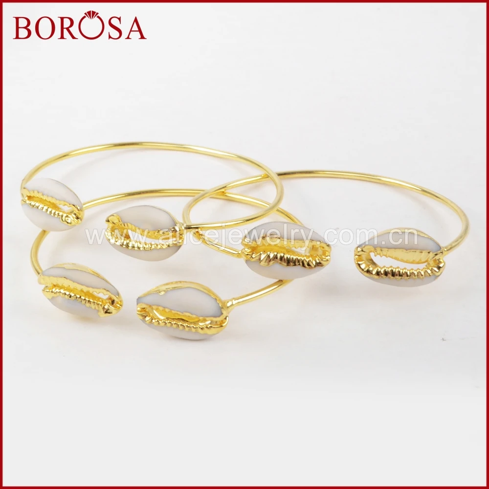 BOROSA 1 шт. Новое поступление золотистого цвета натуральный морской cowrie браслет в