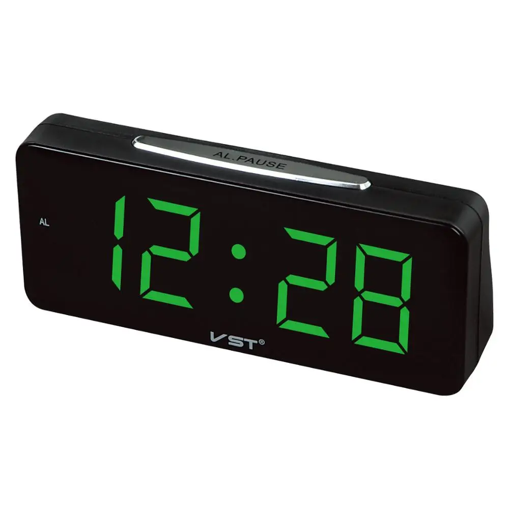Электронные настольные часы с большими номерами, цифровой светодиодный Будильник с европейской вилкой, настольные часы с 1,8 большим дисплеем, домашний декор, светодиодный - Цвет: Зеленый