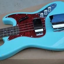 Высокое качество на заказ корпус из красного дерева корпус FD 4 струны Подпись Небесно-Голубой джазовая бас-гитара-15-9
