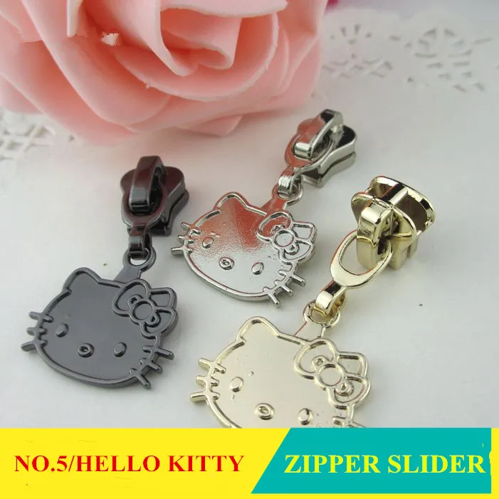 

20pcs/lot NO.5 Resin/Metal/Nylon Zipper Slider HELLO KITTY Zinc Alloy Plating fastener zipper puller Children Coat free shipping