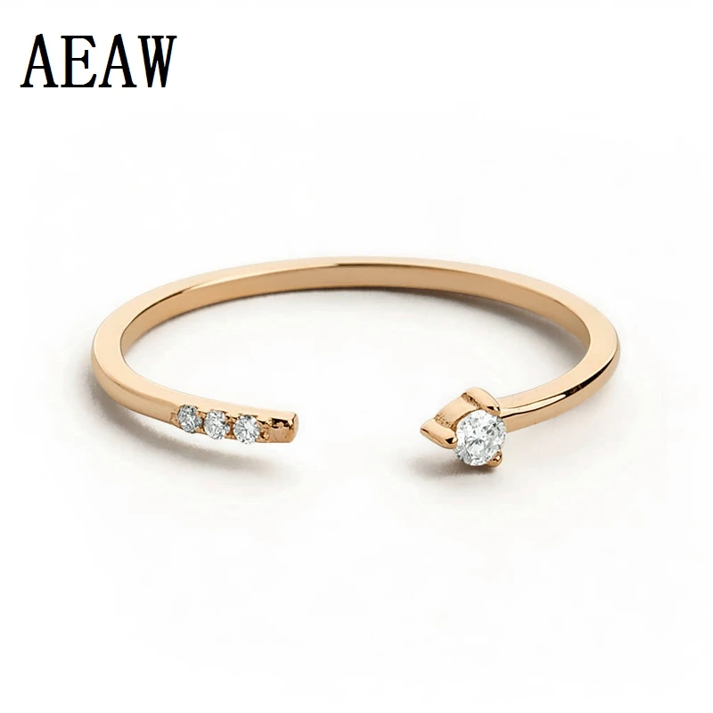 Diamond Rings 14k Pure Gold Women Diamod New Hot Sale Party Trendy 2018 Diamond Open Ring For Women