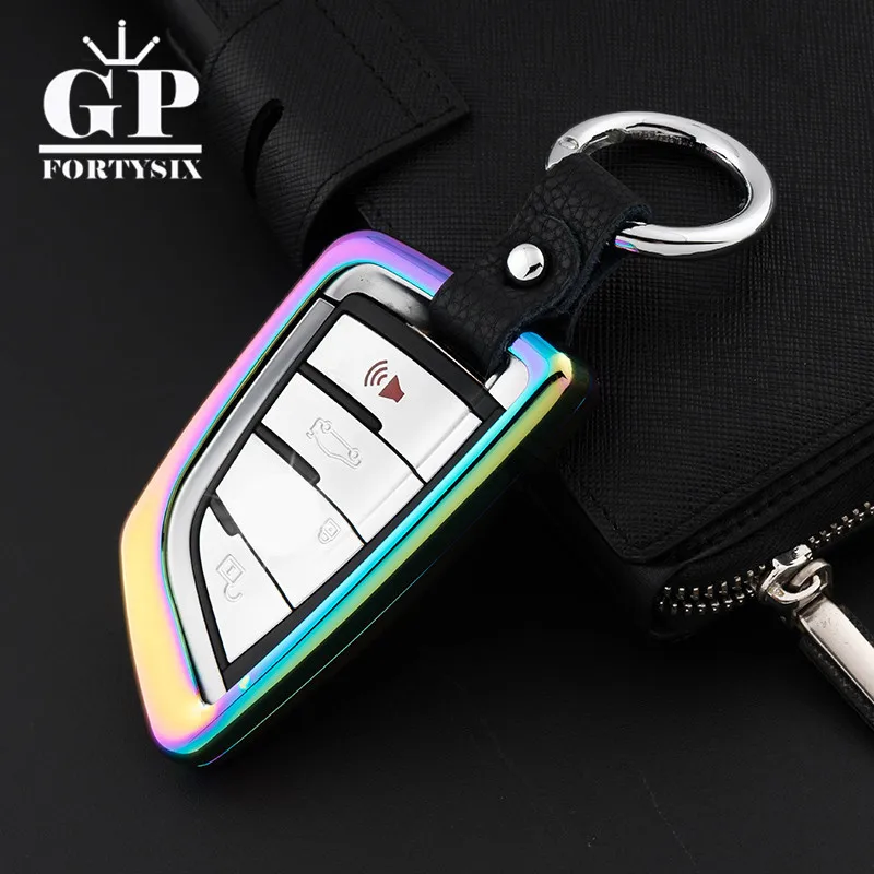 2017 Car Covers Styling Zinc Alloy+Leather Chain Steel Rings Handmade Key Fob Case Cover Shell Holder For BMW X1 X5 X6 | Автомобили и