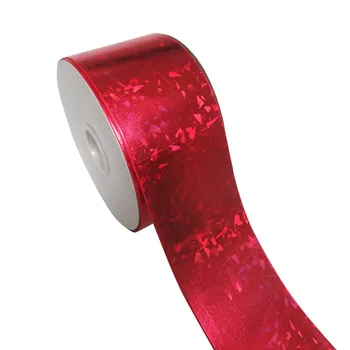 

shipping free BOCA Ribbon 75MM red diamond foil printed with grosgrain ribbon, 100yards per roll