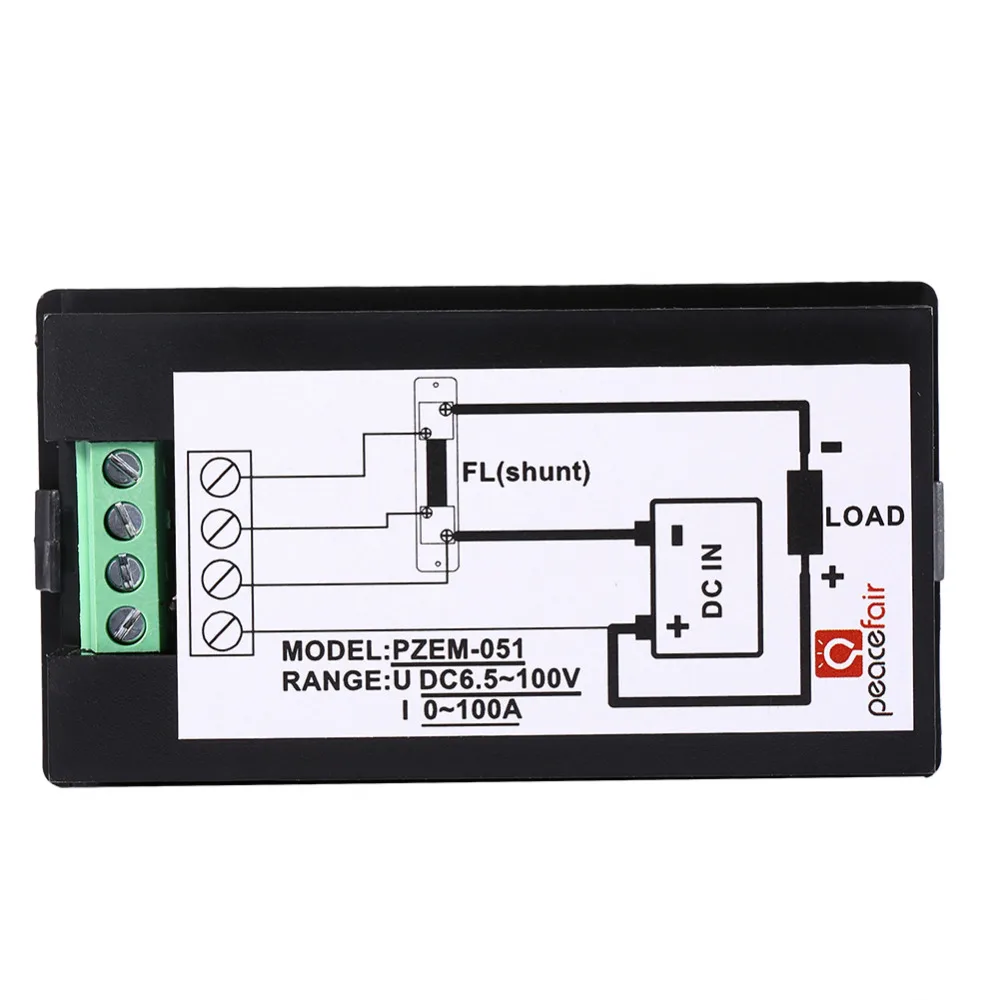 Peacefair DC 50A цифровой ЖК-дисплей измеритель мощности монитор мощность энергии Вольтметр Амперметр 12 В 24 В