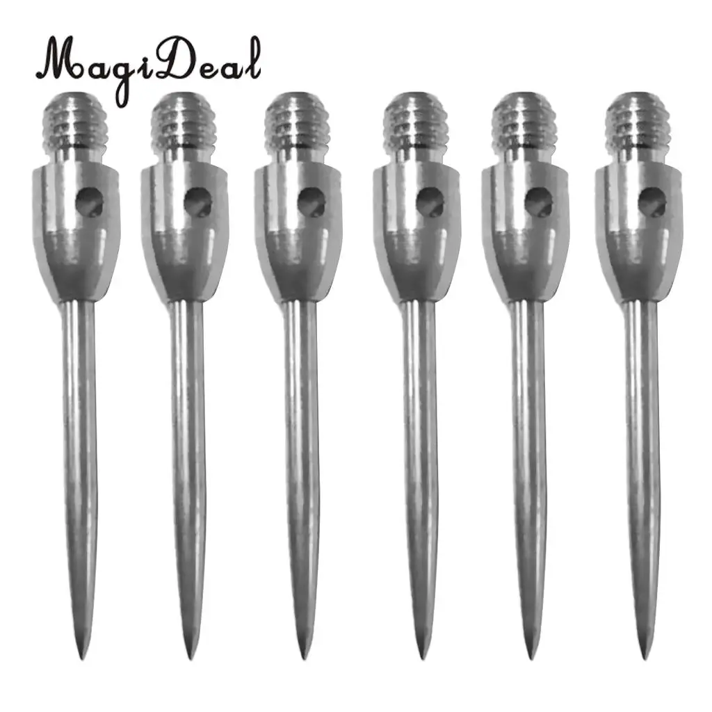 MagiDeal 6 Pieces 2BA Thread Darts Steel Tips Conversion Dart Tip Points Silver
