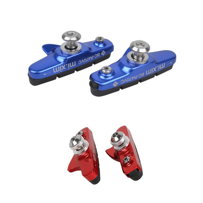 Coppia Pastiglie Freno Per Mountain Bike In Lega Alluminio - Stile Cassetto, Gomma Sostituibile, 5 Colori (Argento)