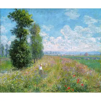 

Meadow with Poplars by Claude Monet Oil paintings reproduction Landscapes art hand-painted home decor