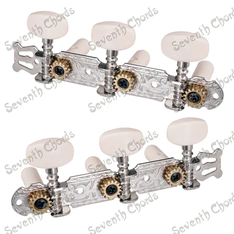 A Set 2 Pcs Nickel Plate String Tuner Tuning Pegs Keys Machine Heads