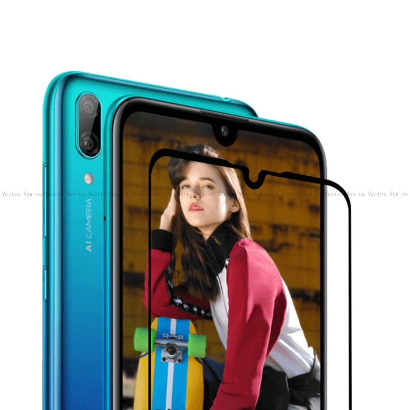 Полное покрытие из закаленного стекла для Huawei Y6 Y7 Pro Y9 2019 Защитная пленка Y5 Prime