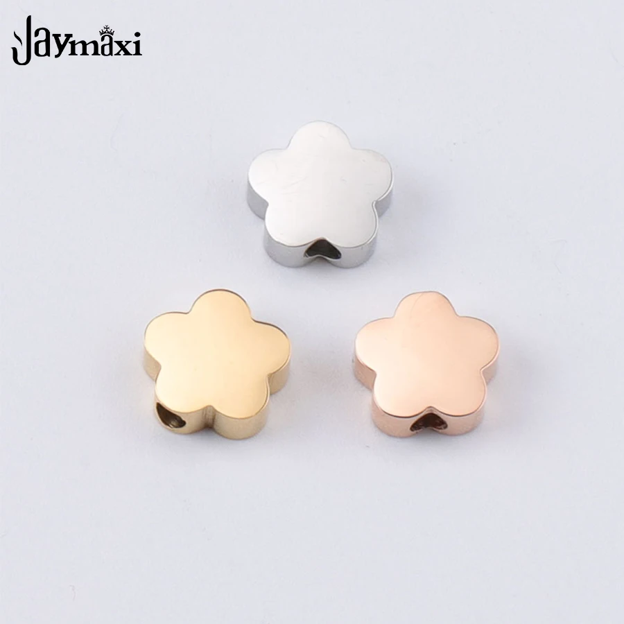 

Jaymaxi Flower Charm DIY Jewelry Small Hole Mirror Polish Stainless Steel 1.8mm Hole Beads for Necklace Wholesales 20Pieces/lot