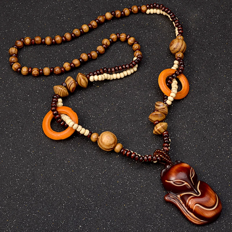 UDDEIN Vintage ethnic customs long statement necklace & pendant design wood chain exaggerate jewelry accessories maxi necklace - Image 3