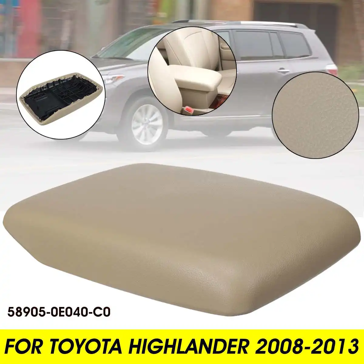

Car PU Leather Center Armrest Cover Console Lid Protector For Toyota Highlander 2008 2009 2010 2011 2012 2013