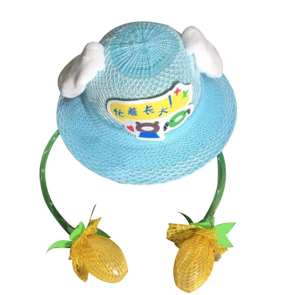 Новинка; милая детская соломенная шляпа с подвижными заячьими ушками; Светодиодный светильник; Солнцезащитная шляпа с подушкой