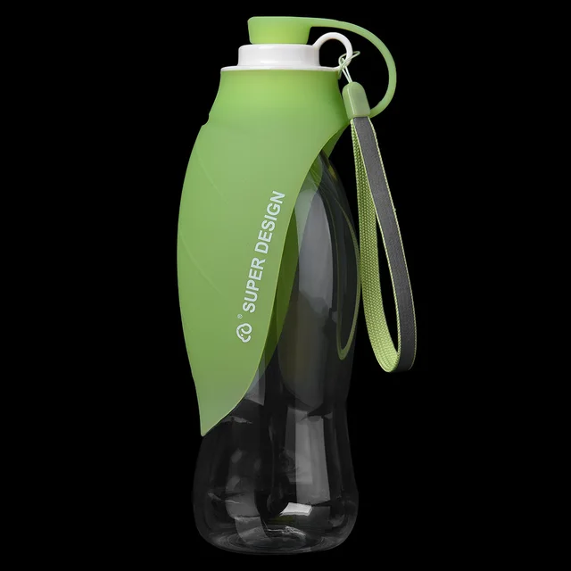 Petacc Practical Pet Drinking Bottle Multi-Functional Pet Outdoor Water Cup Portable Travel Pet Bottle With Leaf Pattern Design