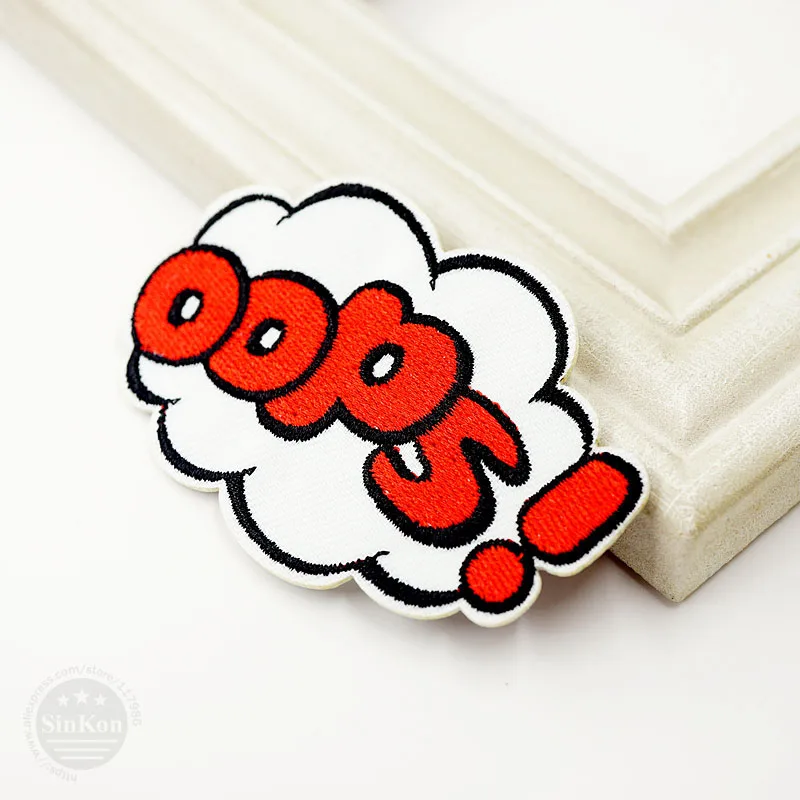 Значки нашивки OOPS (Размер: 5 3x8 3 см) железные вышитые для ткани с мультяшным