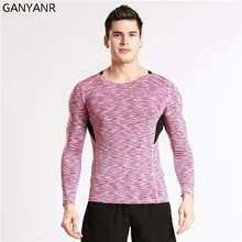 GANYANR футболка для бега для мужчин баскетбольный костюм для тенниса Компрессионные спортивные для бега фитнес-упражнения колготки плотный облегающий Топ Быстросохнущий