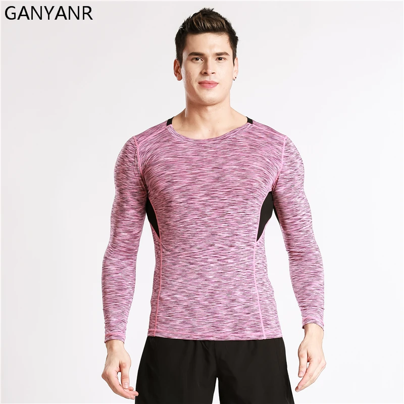 

GANYANR Running T Shirt Men Basketball Tennis Sportswear Compression Gym Jogging Fitness Exercise Tights Tops Slim Fit quick dry