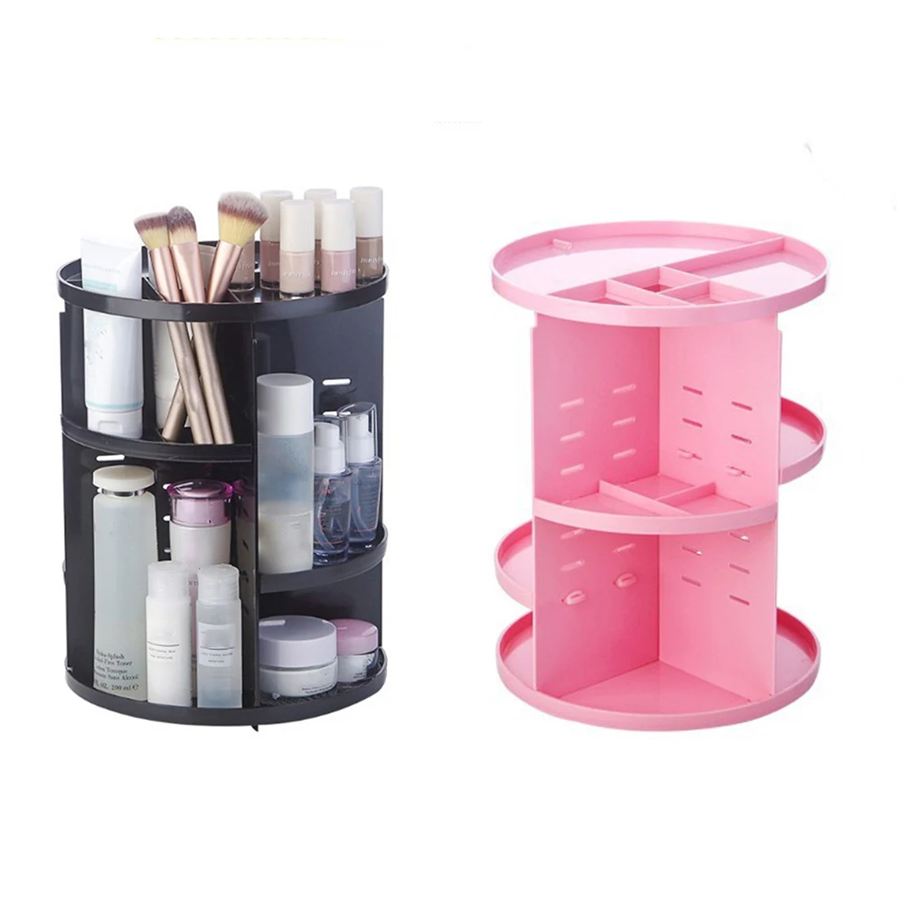 Transparent Cosmetic Display Box DIY 360 Degre Rotatable Acrylic Cosmetic Storage Box Atmospheric Beauty Organizer