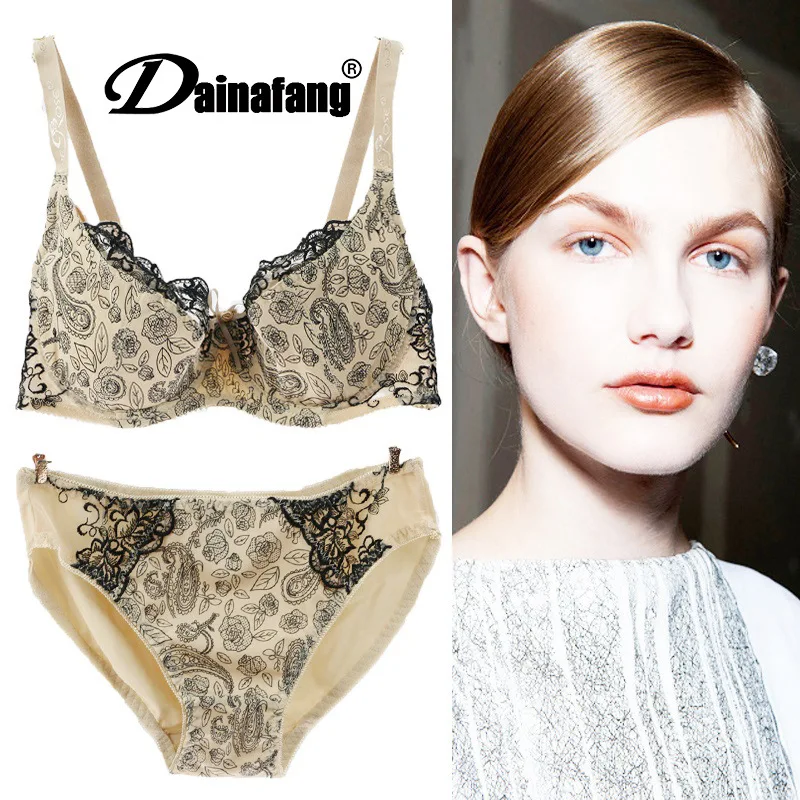 

Foreign trade ultra-thin sexy underwear set Large size gathered stereo bra set thin section comfortable breathable underwear