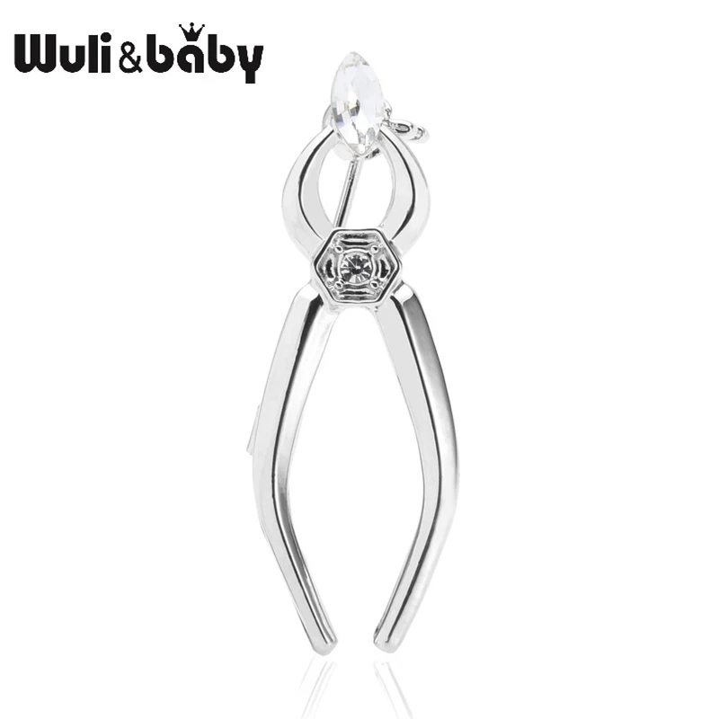 Wuli & baby плоскогубцы Броши серебряный цвет чешские Стразы Личность стоматолога