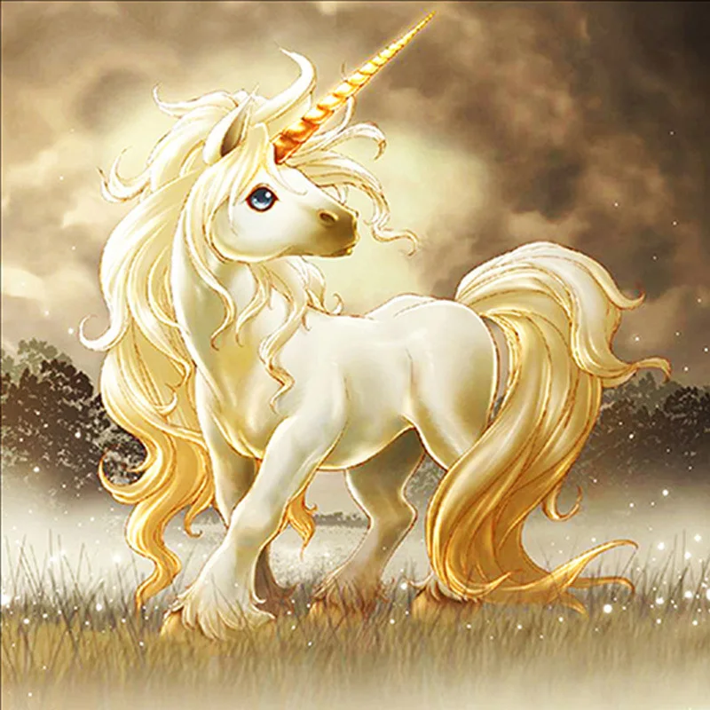 

New Full square diy 5d diamond painting cross-stitch unicorn mosaic princess children room decoration gift