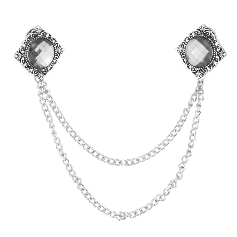 

Fashion Vintage Brooch Pins Broche Crystal Detailing Blouse Shirt Collar Neck Tip Pin Lapel Chain Tassel sweater cardigan clips