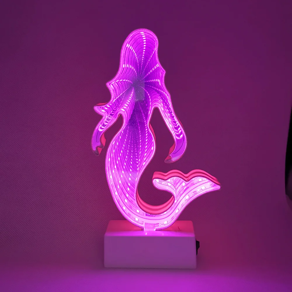 Новинка LED светящаяся Русалка Вечерние принадлежности 3D Ночник светильник