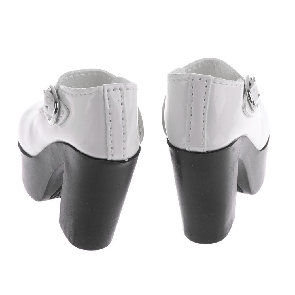 Fashion 1/3 BJD Dolls Leather Shoes Ankle Belt High Heel Outfit for Dollfie MSD DZ Dolls White