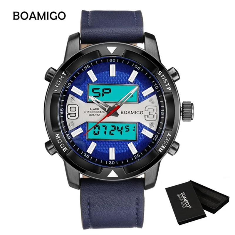 

Fashion Watches Men Top Brand Luxury BOAMIGO Sport Men's Watches Man Leather Quartz Wrist Watch Male Digital Waterproof Clock
