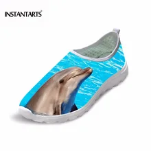 INSTANTARTS/модные дизайнерские стильные женские туфли на плоской подошве; Mujer; обувь с изображением дельфина, обезьяны, совы; дышащие кроссовки с сетчатым верхом; светильник; Zapato