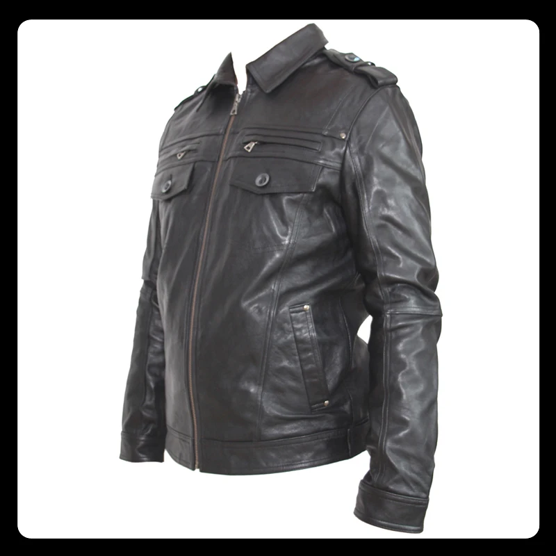 Фирменная мужская куртка из натуральной кожи от бренда MAPLESTEED, кожаный костюм черного цвета, волнистая козлиная кожа, кожаная одежда, мужское кожаное пальто, осень 146