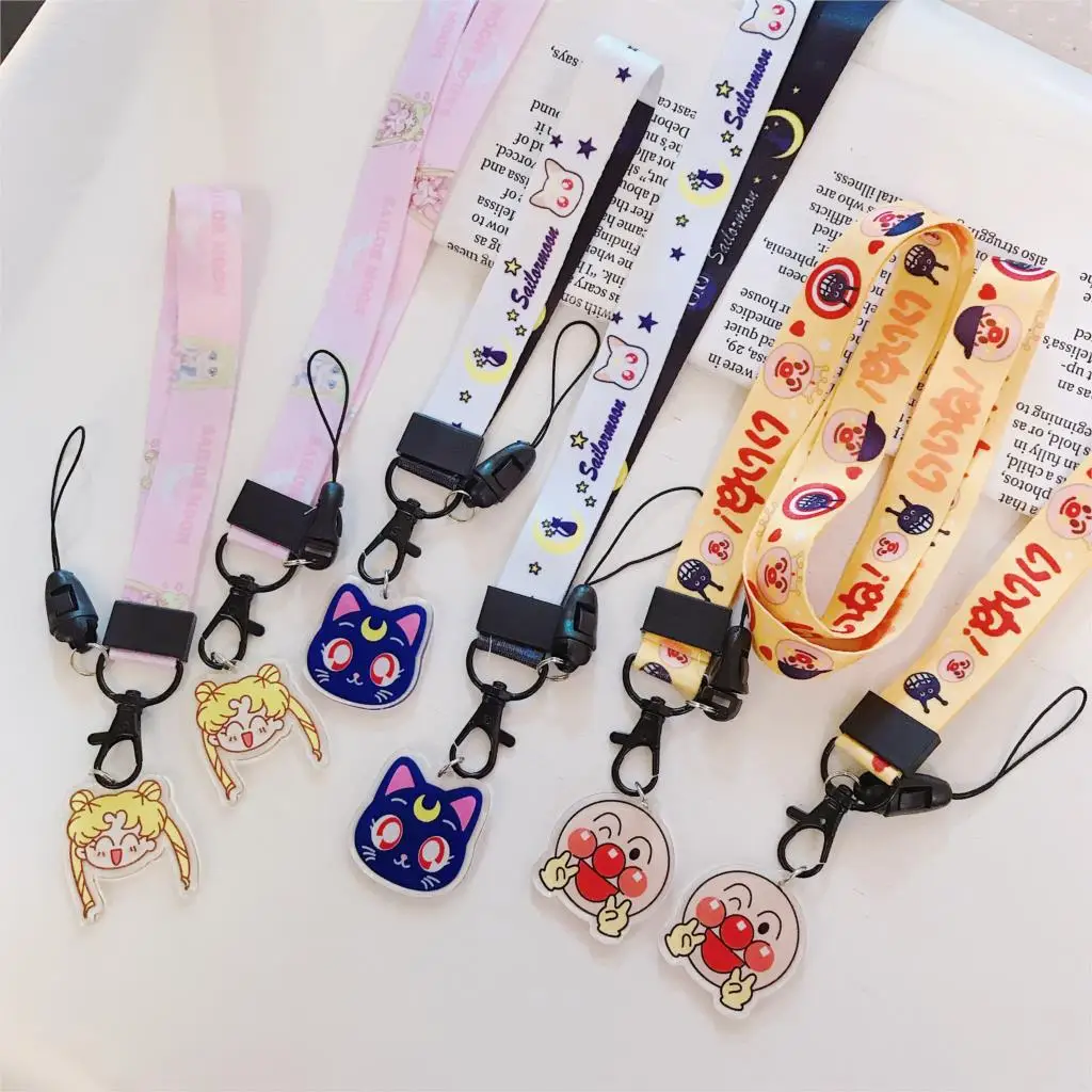 

Sailor Moon Luna Cat Anpanman Pink Panther Pattern Neck/Wrist Strap For Mobile Phone Lanyard Camera Keys Hang Rope