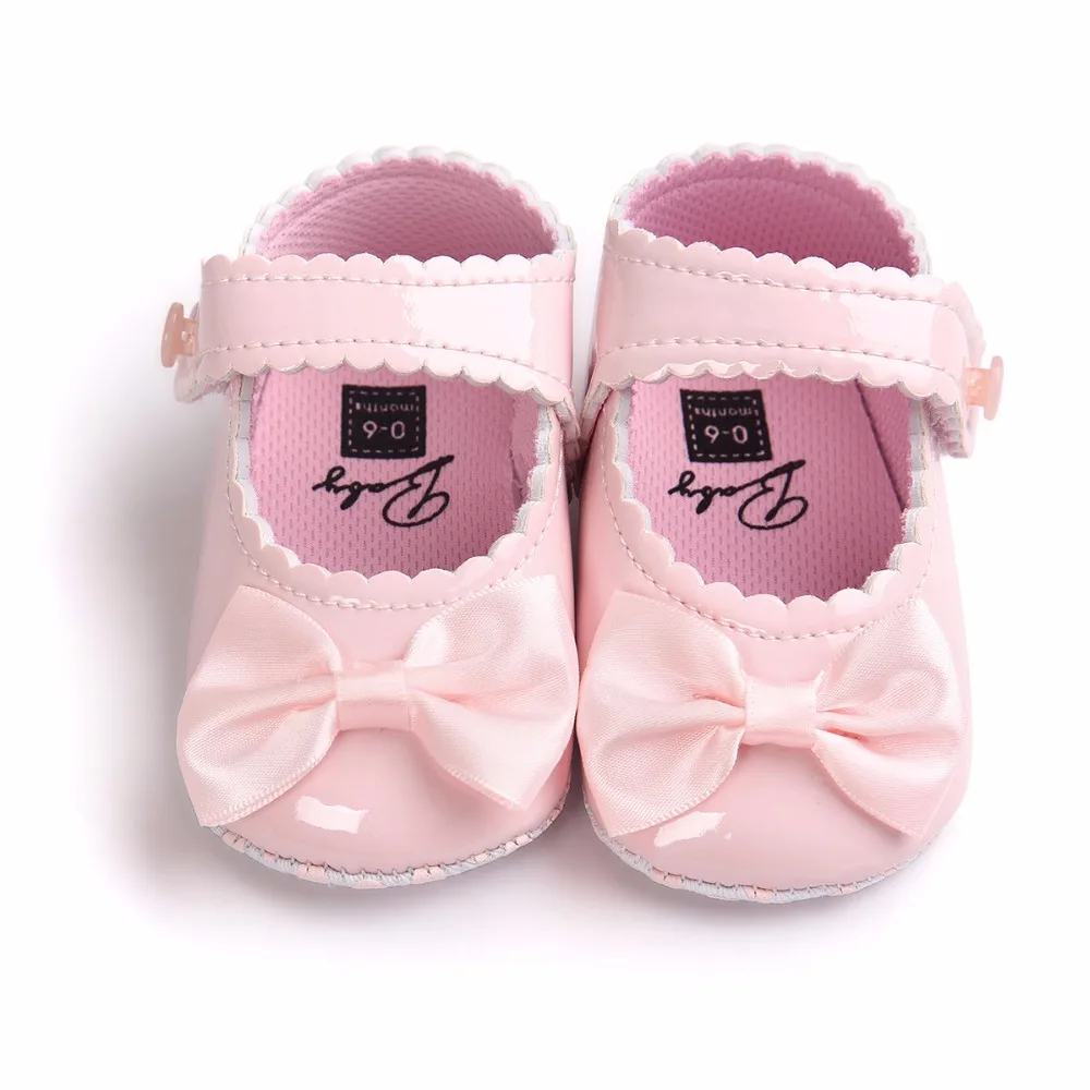 Fashion PU Leather Baby Girls Princess Bow Shoes Bebe Crib Non Slip