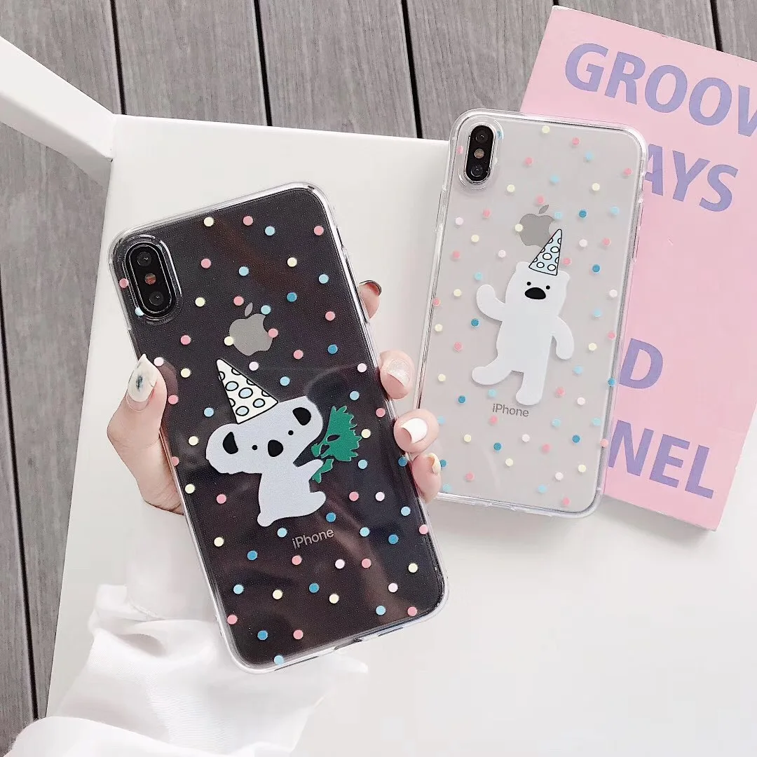 INS Корея супер огонь цвет волновой точки медведь коала телефон чехол для iphone Xs MAX XR
