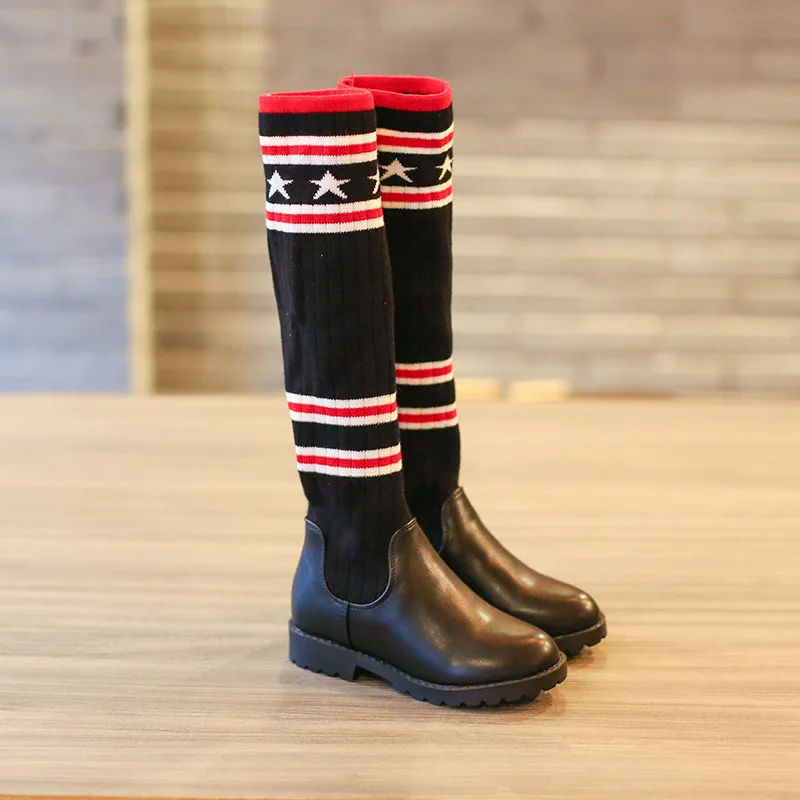 

Children's Thigh High Boots Knitted Stocking Long Boot for Baby Girls Slim Leg Stretch Over Knee Fashion Boot Kid