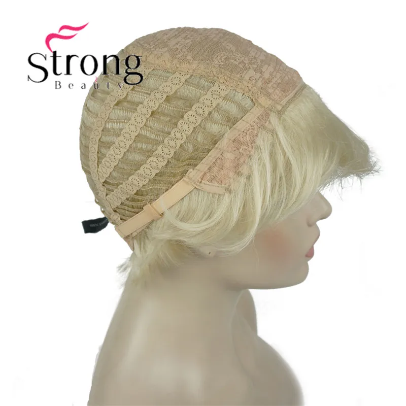 StrongBeauty короткий Пушистый прямой блонд полный синтетический парик для женщин