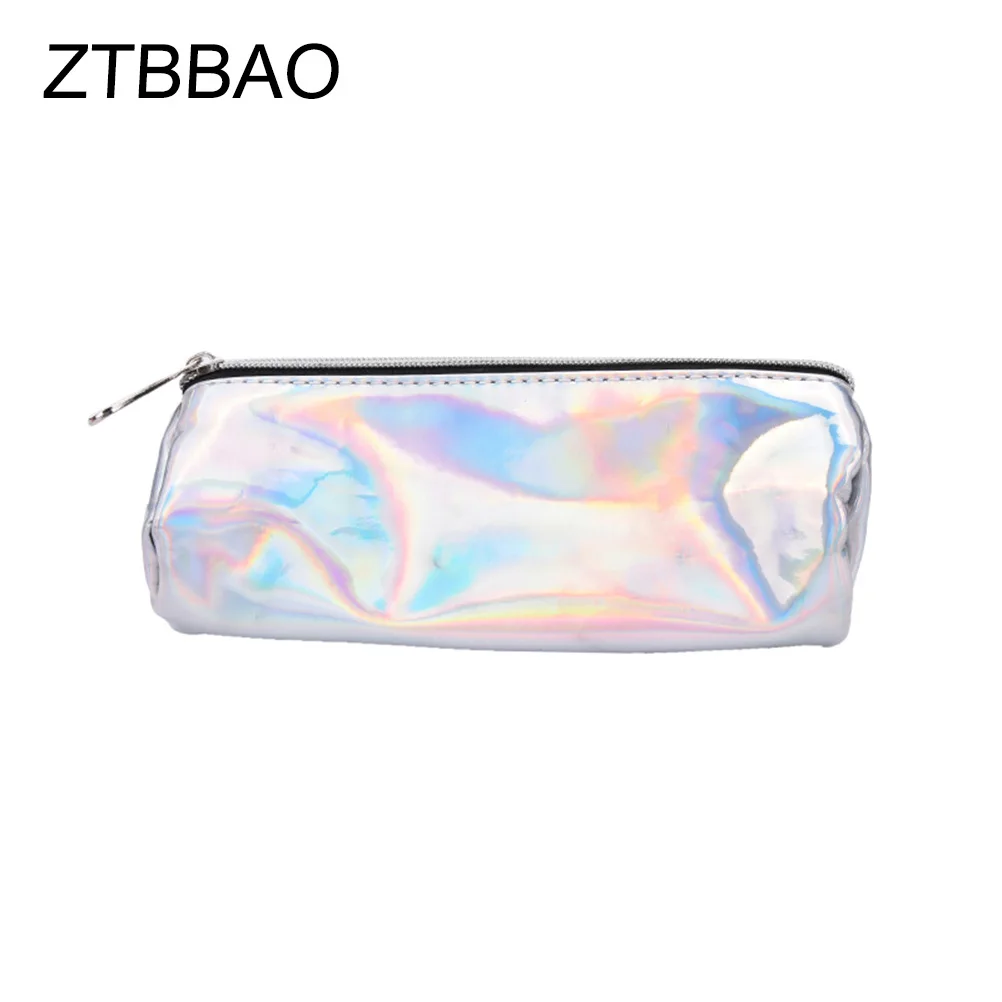 ZTBBAO 1PC PU Cosmetic Bags New Portable Small Solid Candy Colors PU Cosmetic Pouch Shiny Stationery Gift Pencil Case